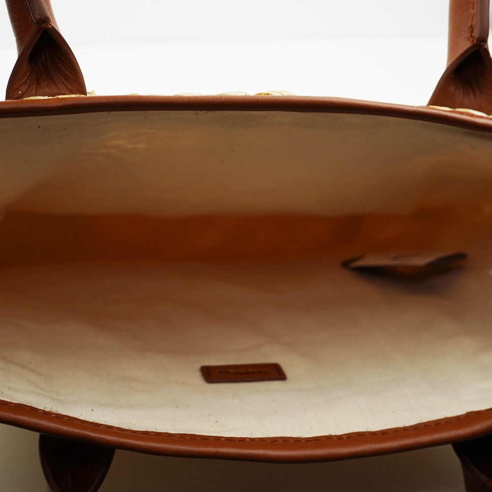 New JCREW Woven Tote with Leather Trim - Picture 3 of 3